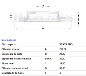 DISCO DE FREIO DIANT VENTILADO S/CUBO CITROEN/PEUG