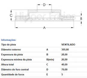 DISCO DE FREIO DIANT VENTILADO S/CUBO FIAT/JEEP