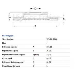 DISCO DE FREIO DIANT VENTILADO S/CUBO GM