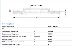 DISCO DE FREIO DIANT VENTILADO S/CUBO GM/DAWEOO
