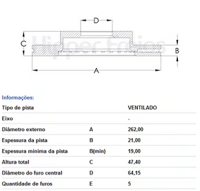 DISCO DE FREIO DIANT VENTILADO S/CUBO HONDA