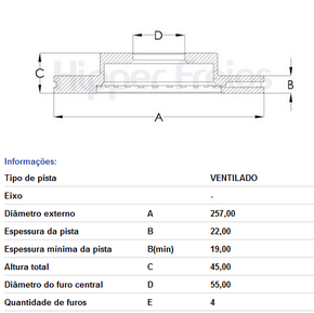 Disco De Freio Diant Ventilado S/cubo Toyota  Etios Hatch Yaris Hatch