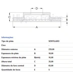 DISCO DE FREIO DIANT VENTILADO S/CUBO VW