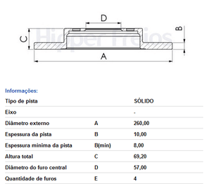 Disco De Freio Tras Solido S/cubo Gm Astra  Vectra 