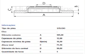 DISCO DE FREIO TRAS SOLIDO S/CUBO NISSAN/RENAULT