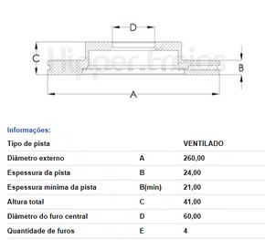 DISCO DE FREIO VENTILADO S/CUBO DIANT GM