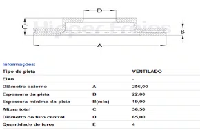DISCO DE FREIO VENTILADO S/CUBO VW/ SEAT/ SKODA