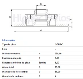 DISCO FREIO DIANT SOLIDO C/CUBO GURGEL/VW