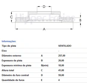 DISCO FREIO DIANT VENTILADO S/CUBO ALFA ROMEO/FIAT
