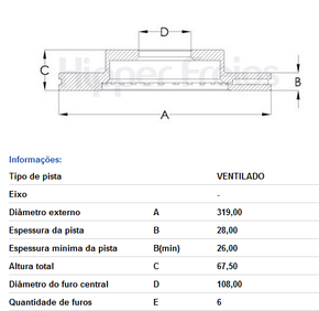 Disco Freio Diant Ventilado S/cubo Toyota  Hilux 