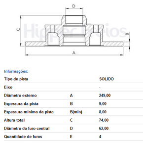 Disco Freio Solido C/cubo Tras Citroen/peugeot