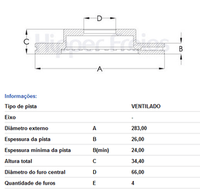 Disco Freio Ventilado S/cubo Diant Citroen/peugeot
