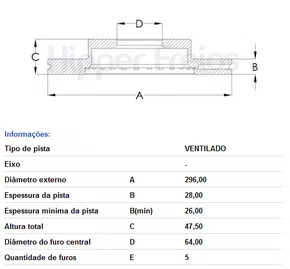 DISCO FREIO VENTILADO S/CUBO DIANT HONDA