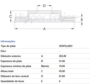 DISCO FREIO VENTILADO S/CUSTO DIANT HONDA