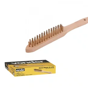 Escova Manual Latao 3 Fileiras Cabo Madeira - Vonder