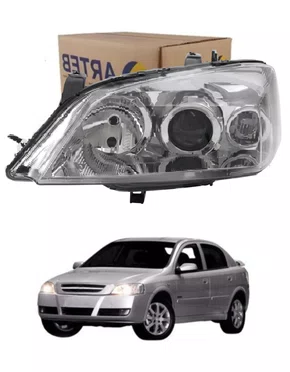 FAROL H7 H1 MÁSCARA CROMADA ASTRA 2003 2004 2005 2006 2007 2008 2009 2010 2011 LADO ESQUERDO COM MOTOR REGULAGEM DE FOCO
