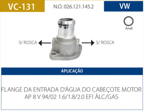 Flange Da Entrada De Água Volkswagen Gol Logus Pointer Parati Santana Quantum Saveiro Voyage Valclei - Vc131