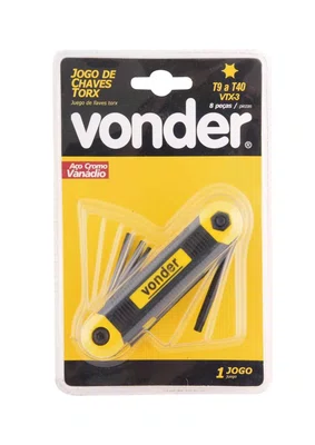 Jogo De Chaves Hexalobular T9 A T40 Com 8 Peças Vonder