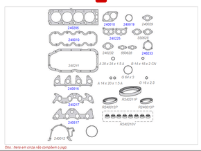 Kit De Juntas Cabeçote Gm Ipanema  Kadett Monza Vectra 