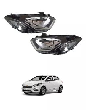 Par Farol Onix Prisma 2017 A 2019 Mascara Negra