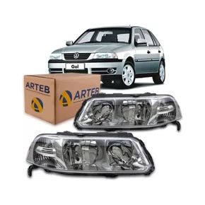 Par Farol Gol Parati Saveiro G3 Mascara Cromada Foco Duplo