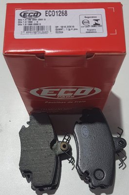 Pastilhas De Freio Dianteira Clio 1.0 1.6 Logan 1.0 1.6 1.8 Megane Hatch 1.6 Megane Sedan 1.6 2.0 Sandero 1.0 1.6 Symbol 1.6 8v/16v Ecopads - Eco1268