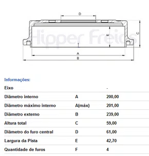 TAMBOR DE FREIO S/CUBO TRAS HONDA