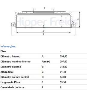 Tambor De Freio Tras Sem Cubo Mitsubishi  L200 - Triton 2008-2016 Pajero - Dakar (freio A Tambor Na Tras.)2009-2016
