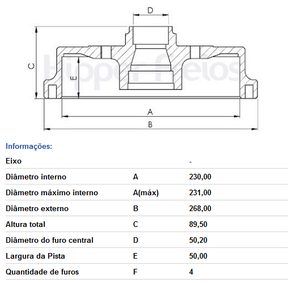 Tambor Freio C/cubo Diant Vw Fusca