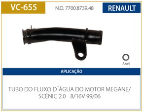 Tubo Fluxo De Água Renault Megane Scenic 2.0 8/16v 1999-2006 Valclei - Vc655
